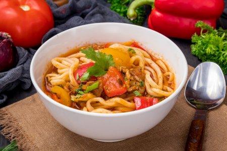 Лагман из свинины в афганском казане на плите – рецепт пошагово