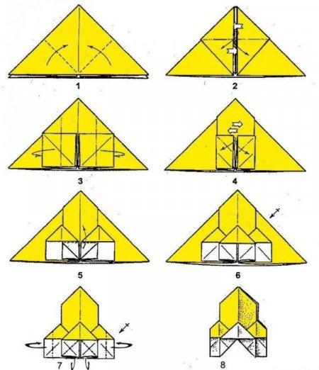 Как сделать широкую ракету оригами из бумаги