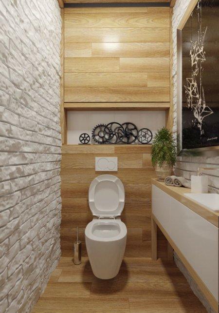 Декоративный кирпич в туалете дизайн