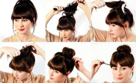 Укладка на средние волосы с челкой на праздник для женщин фото
