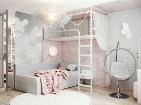 «Пудровые облака»: Детская комната для девочки