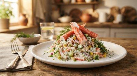 Салат с крабовыми палочками и рисом: 15 вкусных рецептов