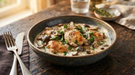 12 простых рецептов курицы с грибами в сливочном соусе